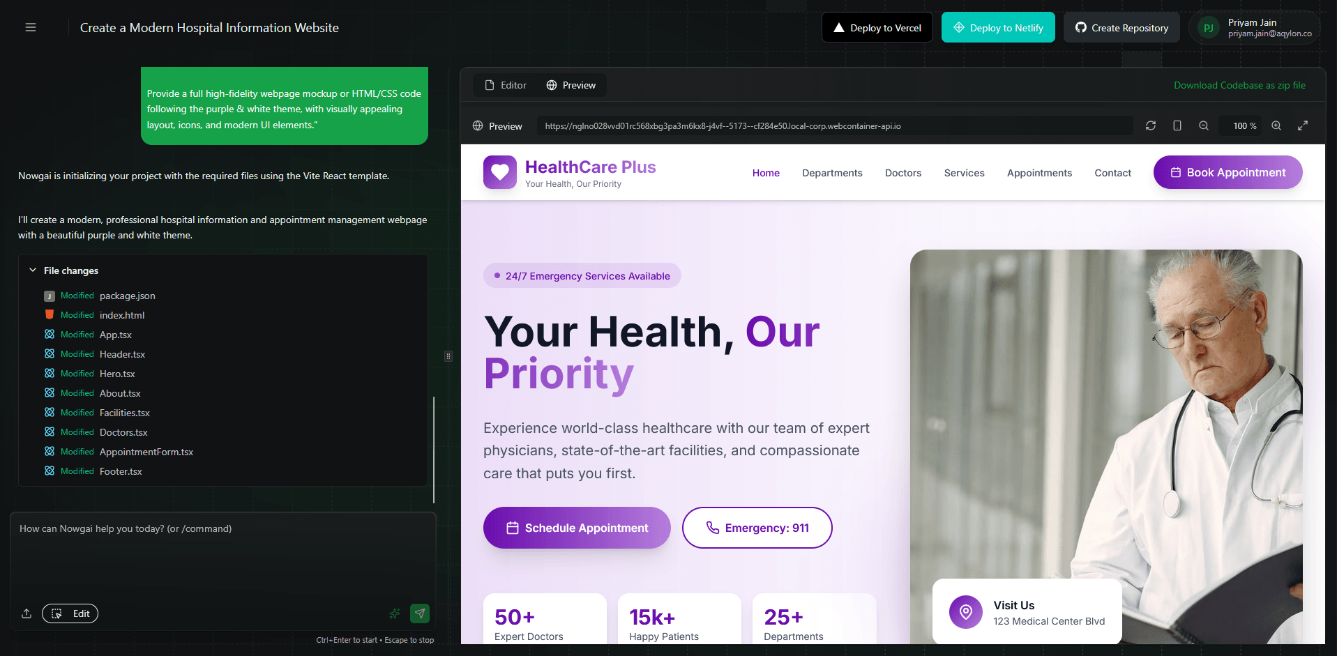 Live Preview - Hospital Website