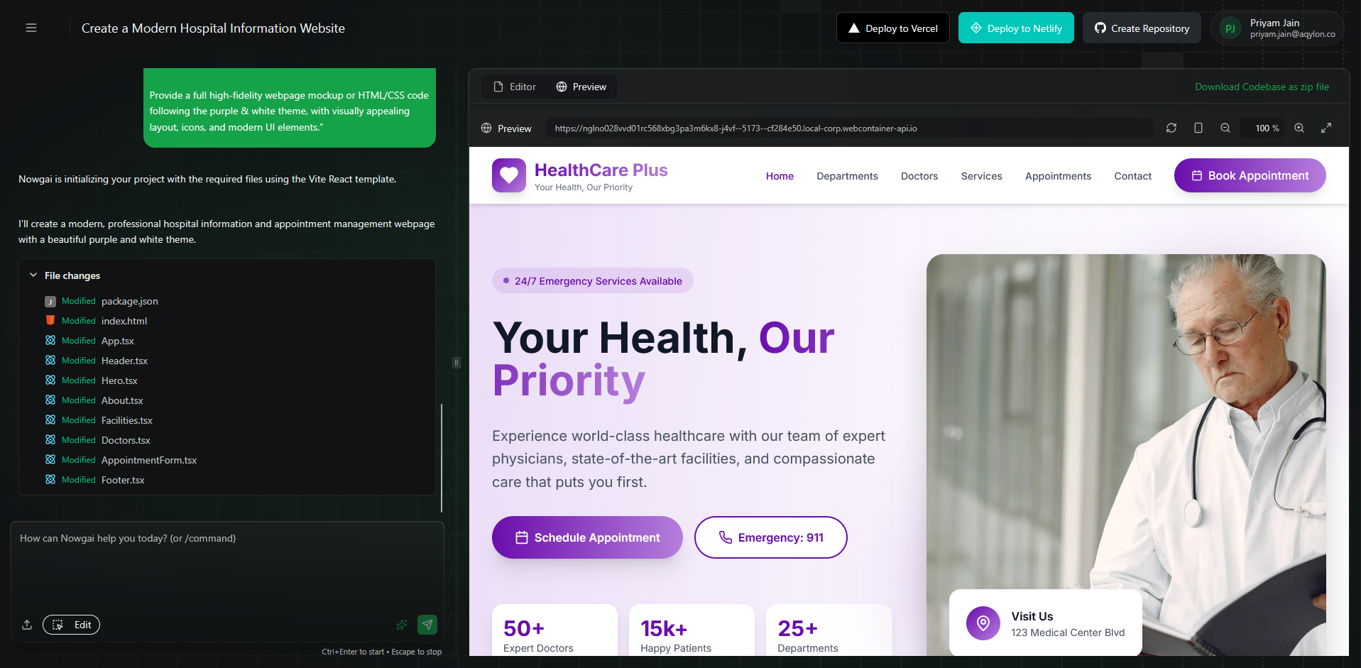 Live Preview - Hospital Website